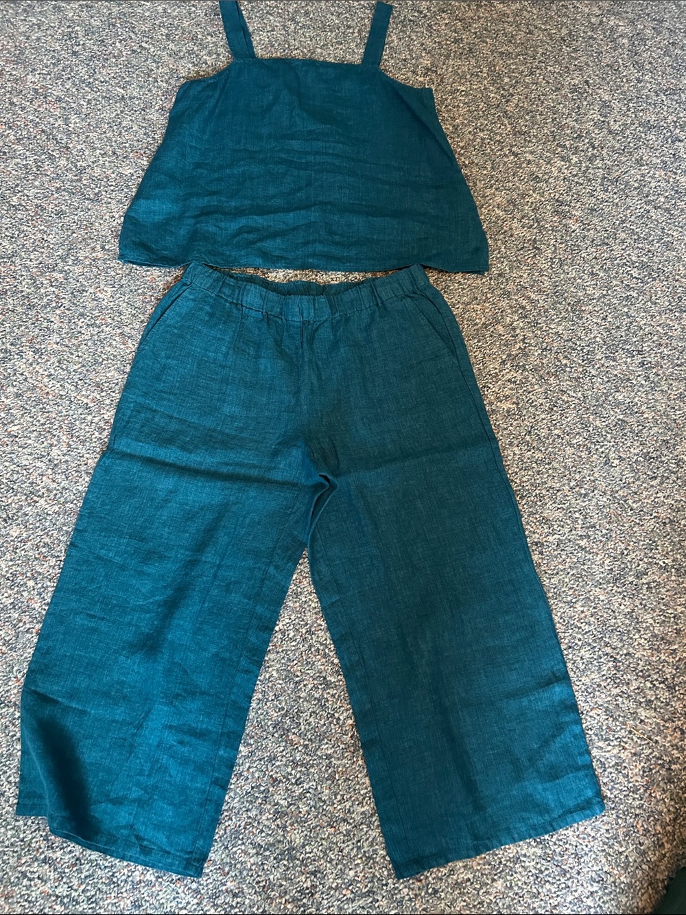 Eileen Fisher Team Wide-Leg Linen Jumpsuit Set